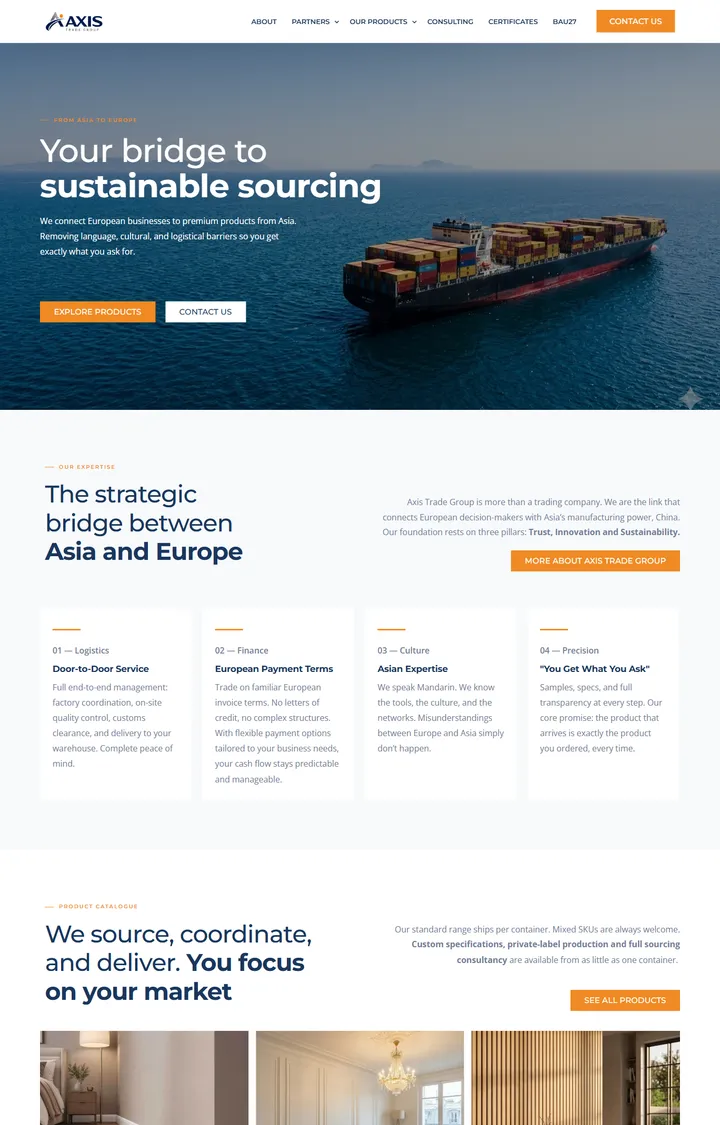 De website van Axis Trade Group