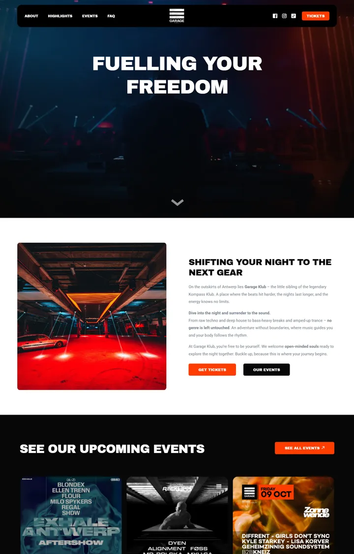 De website van Garage Klub