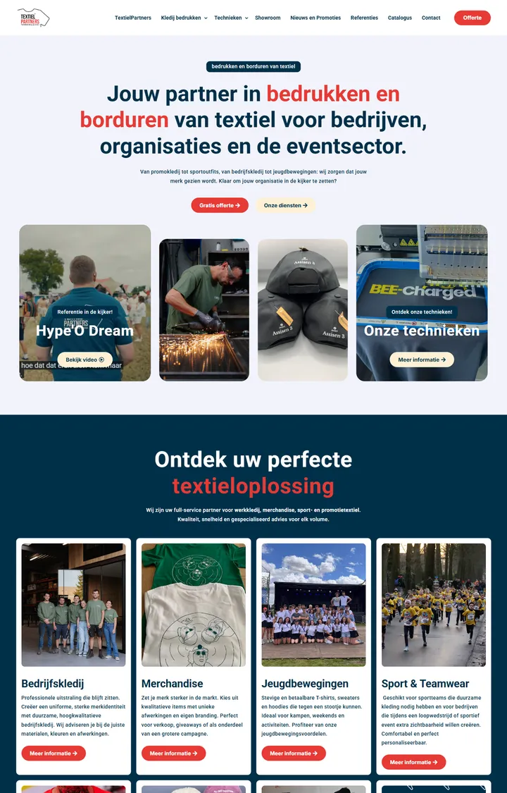 De website van Textiel Partners